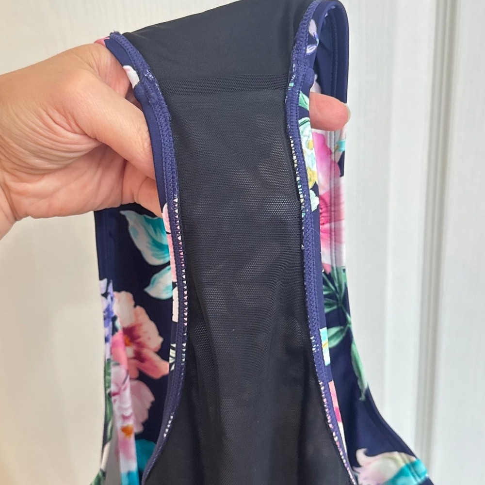 Cupshe Navy Blue Floral Halter One Piece Swimsuit XL - Picture 8 of 8